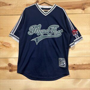 Vintage Mega Fest Jersey Medium Blue Baseball Shirt Oversized Y2K